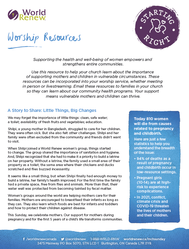 Handout of Worship resources.