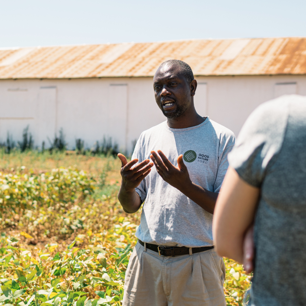 An agriculturalist gives training