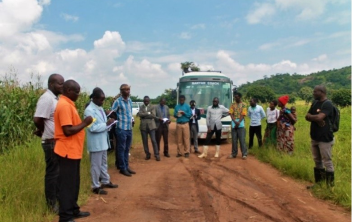Malawian leaders in a community meet to end deforestation.