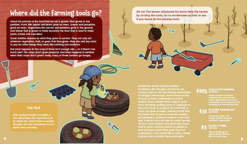 An answer key for the farming tool activity