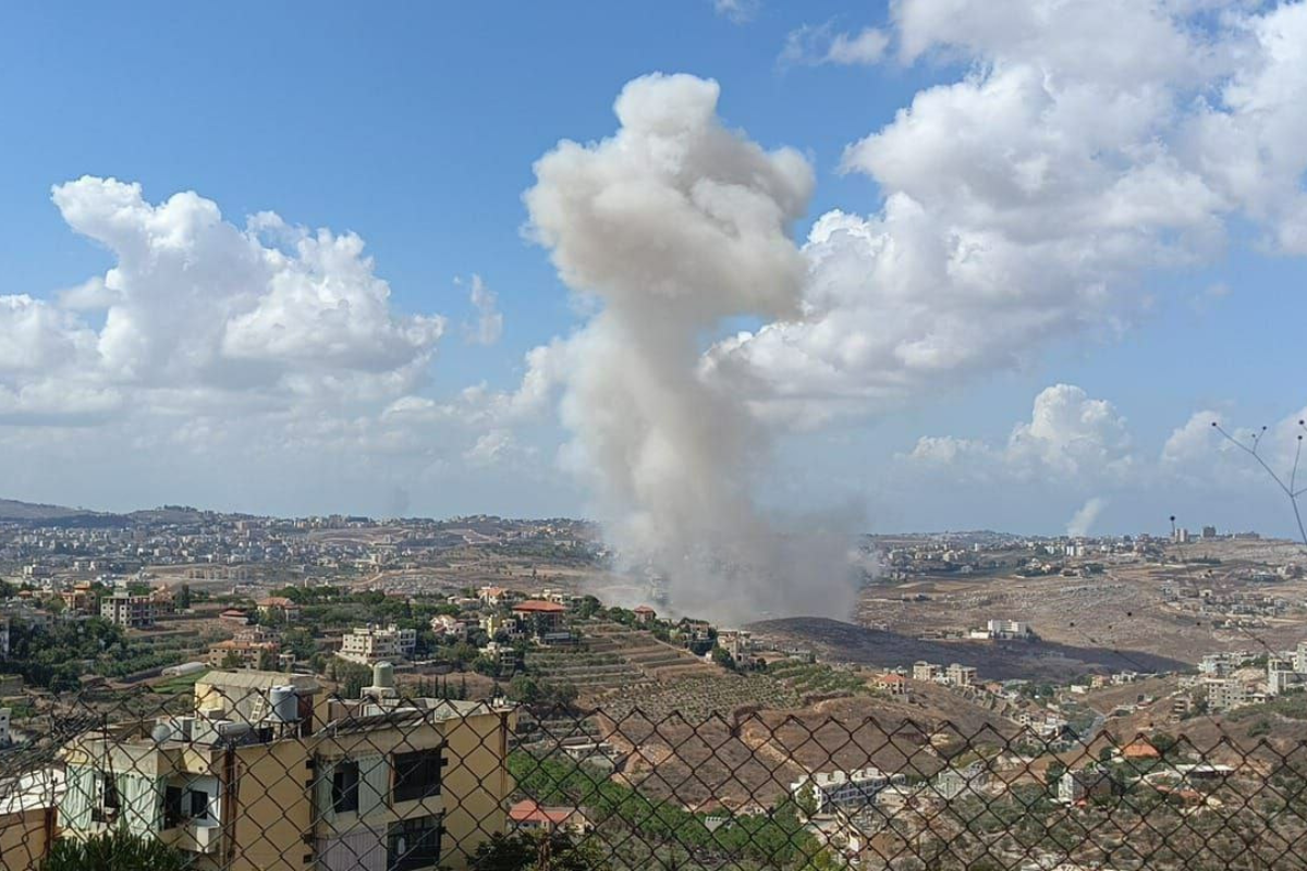 Smoke pluming from Lebanon