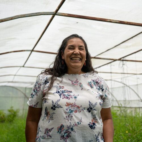 woman standing in a greenhouse
